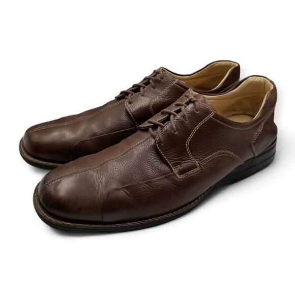 Johnston & Murphy Men's Brown Leather Lace Up Shuler Bicycle Oxfords Shoes - 13 - Picture 2 of 8